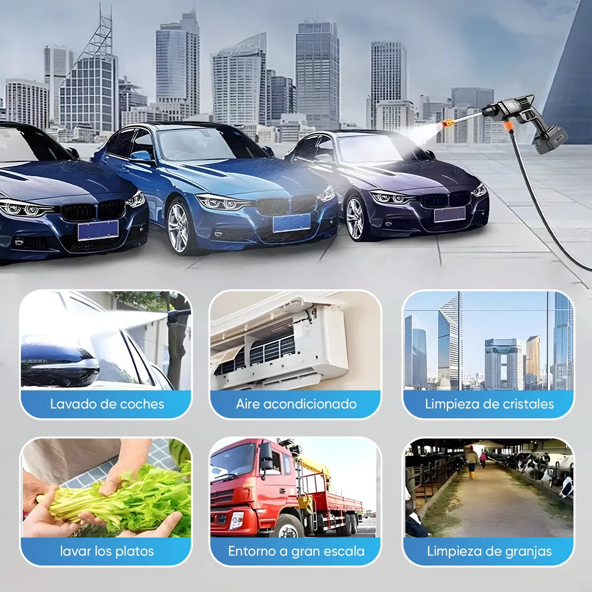 Combo Hidrolavadora 48V + Mini Aspiradora Portátil