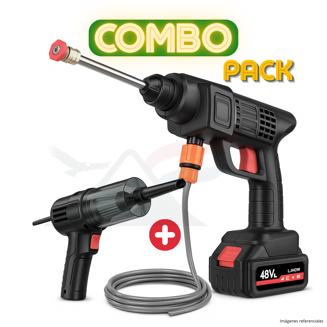 Combo Hidrolavadora 48V + Mini Aspiradora Portátil